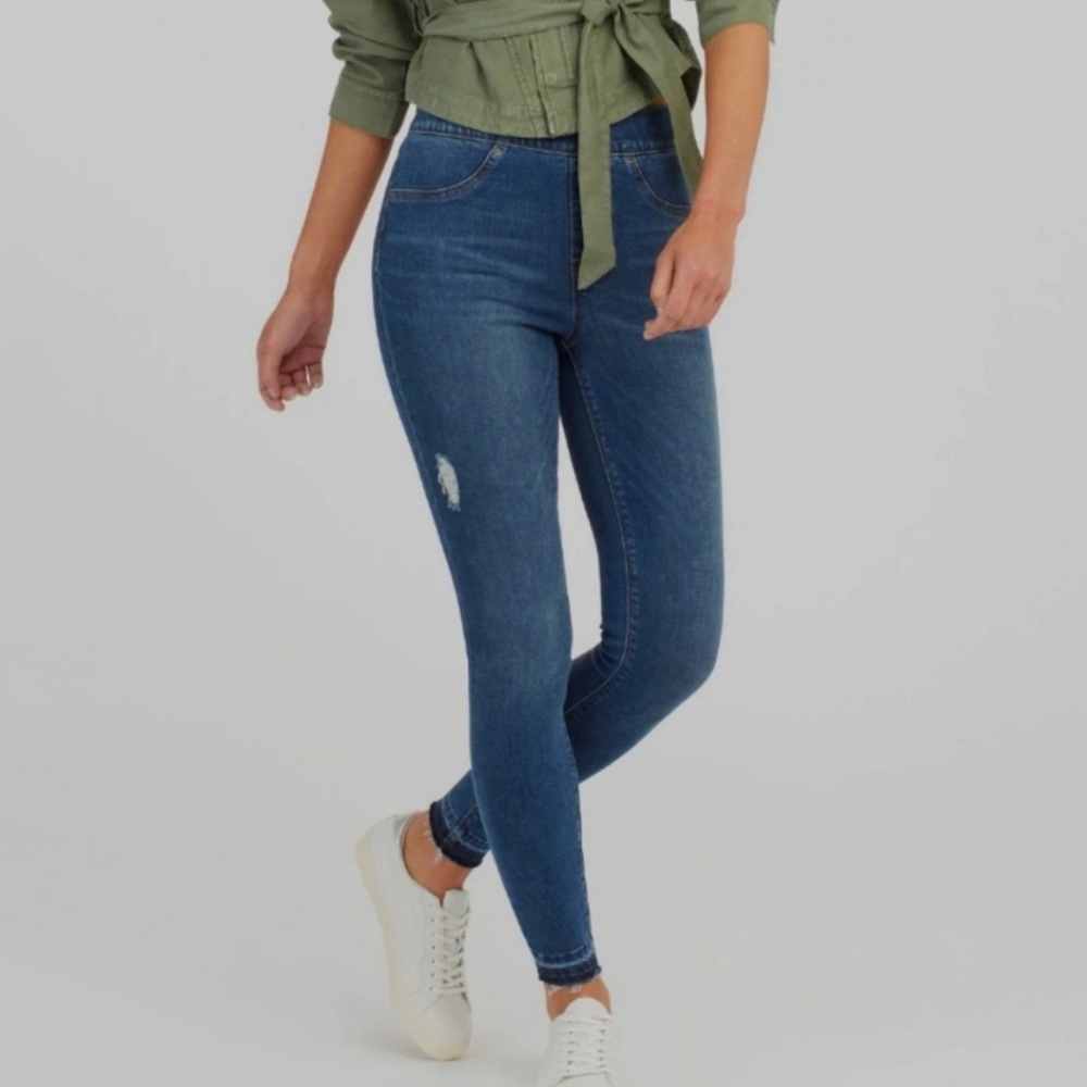 SPANX medium wash skinny jeans size XL
